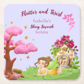 Girls Cute Yellow Fairy Fairytale home Kartonnen Onderzetters (Voorkant)
