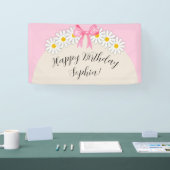 Girl's Daisy Flower and Bow Birthday Banner (Beurs)