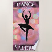 Girls Dance Ballerina Plum Sparkle Color Blast Strandlaken (Voorkant)