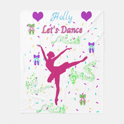 Girls Dance Musical Notes Fleece Deken (Voorkant)