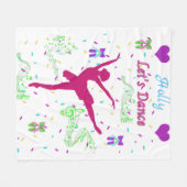 Girls Dance Musical Notes Fleece Deken (Voorkant (Horizontaal))