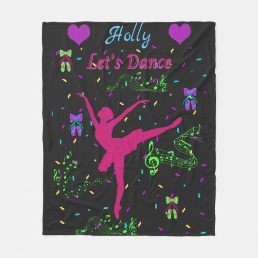 Girls Dance Musical Notes Fleece Deken (Voorkant)