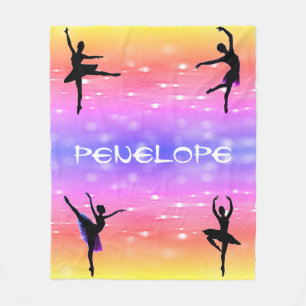 Girls Dance Rainbow Fleece Blanket Deken