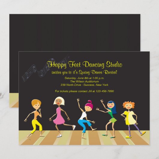 Girls Dancing Overweging Invitation Kaart (Voorkant / Achterkant)