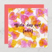 'Girls Day Out - Autumn Leaves Card Invitation' Kaart (Voorkant / Achterkant)