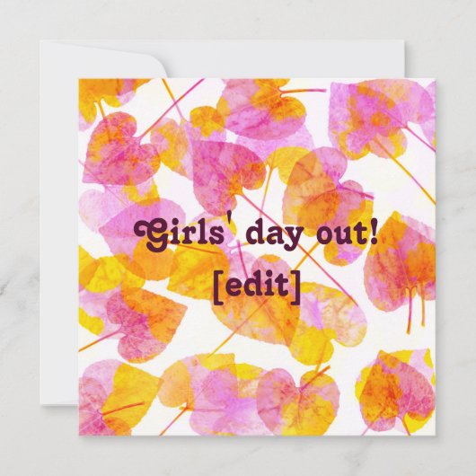 'Girls Day Out - Autumn Leaves Card Invitation' Kaart (Voorkant)