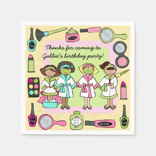 Girls Day Spa Verjaardagspapier servetten (Voorkant)