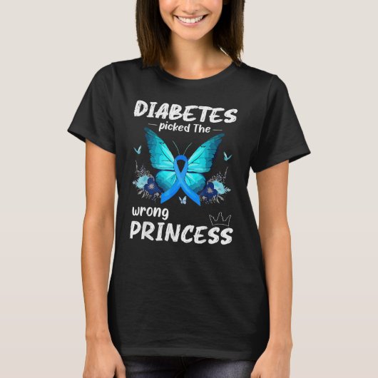 Girls  Diabetes Picked The Wrong Princess T1D Awar T-shirt (Voorkant)
