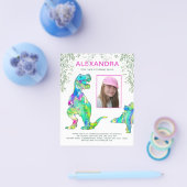 Girls Dinosaur Birthday Party Budget Invitation Flyer (Enkel)