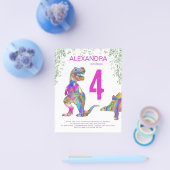 Girls Dinosaur Birthday Party Budget Invitation Flyer (Enkel)