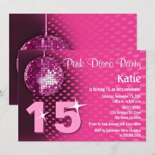 Girl's Disco Birthday Party Kaart