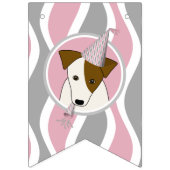 Girl's Dog Theme Verjaardag Roze Grijze Wavy Strep Vlaggetjes (Tweede vlag)