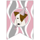 Girl's Dog Theme Verjaardag Roze Grijze Wavy Strep Vlaggetjes (Eerste vlag)