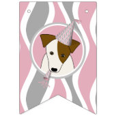 Girl's Dog Theme Verjaardag Roze Grijze Wavy Strep Vlaggetjes (Derde vlag)