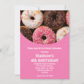 Girls Donut Birthday Party Any Age Invitation Kaart (Voorkant)