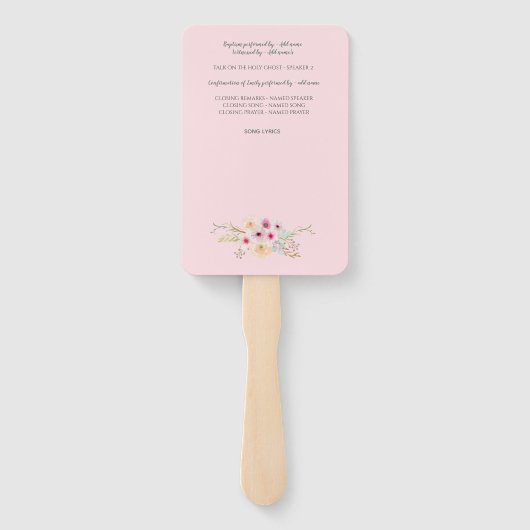 GIRLS Doopprogramma Fan - met sjabloonvelden Handwaaier (Achterkant)