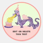 Girl's Dragon Birthday Classic Round Sticker (Voorkant)