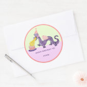 Girl's Dragon Birthday Classic Round Sticker (Envelop)