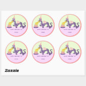 Girl's Dragon Birthday Classic Round Sticker (Vel)