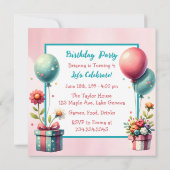 Girl's Dragon thema verjaardagsfeestje Kaart (Achterkant)