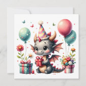 Girl's Dragon thema verjaardagsfeestje Kaart (Voorkant)