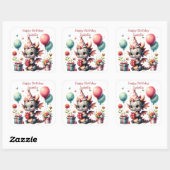 Girl's Dragon thema verjaardagsfeestje Vierkante Sticker (Vel)