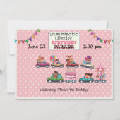 Girl's drive by Birthday Parade Invitation Kaart (Voorkant)