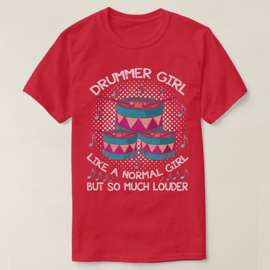 Girls Drummer Love Drums Drumming T-shirt (Design voorkant)