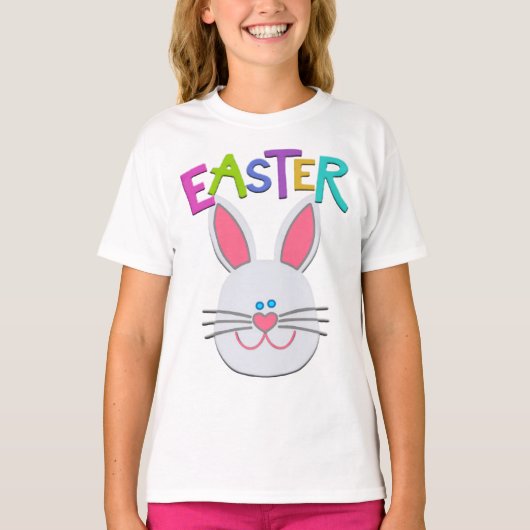 Girls Easter Bunny Ruffled T-Shirt (Voorkant)