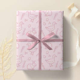 Girls Easter Cute Bunny Rabbit Goose Girly Spring Cadeaupapier