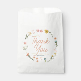 Girls Elegant Pink Boho Wildflower Girls Birthday Bedankzakje