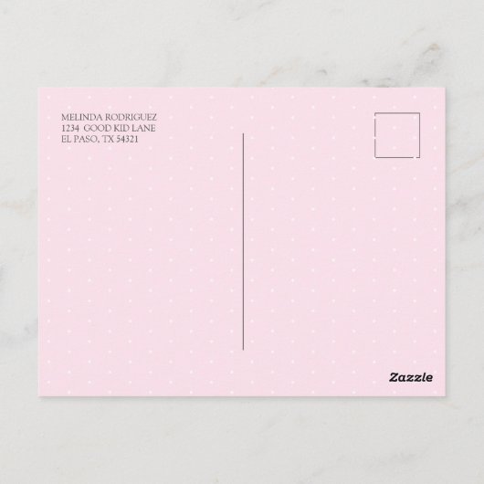 Girls Elegant Pink Floral First Heilige Communie Briefkaart (Achterkant)
