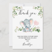 Girl's Elephant Baby shower bedankkaart Kaart (Voorkant)