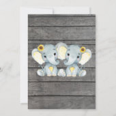 Girls Elephants Baby shower Invitation rustic Kaart (Achterkant)