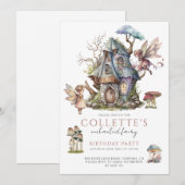 Girl's Fairy Birthday Party Kaart (Voorkant / Achterkant)