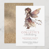 Girl's Fairy Birthday Party Kaart (Voorkant / Achterkant)