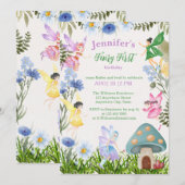 Girl's Fairy Eerste Verjaardag Feeën en bloemen Kaart (Voorkant / Achterkant)