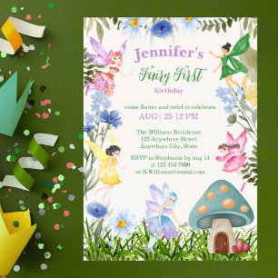 Girl's Fairy Eerste Verjaardag Feeën en bloemen Kaart