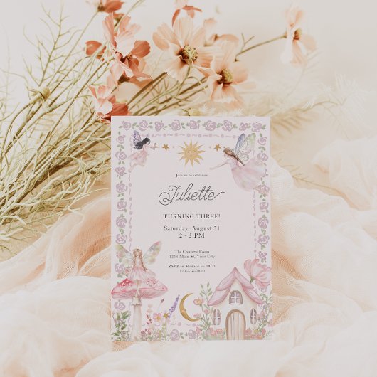 Girls Fairy Magical Garden Verjaardag Uitnodiging