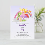 Girls Fairy Mushroom Rainbow Birthday Kaart (Staand voorkant)