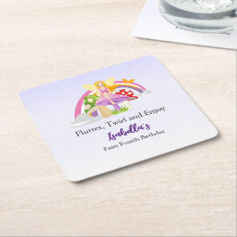 Girls Fairy Mushroom Rainbow Birthday Kartonnen Onderzetters