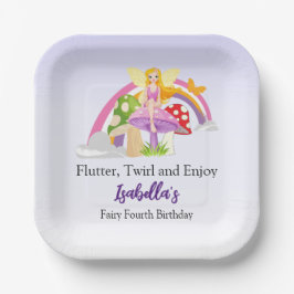Girls Fairy Mushroom Rainbow Birthday Papieren Bordje
