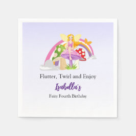 Girls Fairy Mushroom Rainbow Birthday Servet