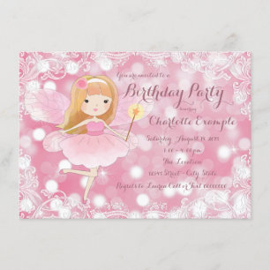 Girls Fairy Princess Birthday Party Kaart