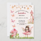 Girls Fairy Tale Castle Frog Mushroom Birthday Kaart (Voorkant)