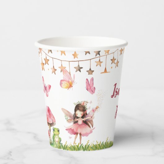 Girls Fairy Tale Castle Frog Mushroom Birthday Papieren Bekers (Voorkant)
