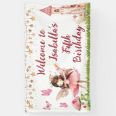 Girls Fairy Tale Castle Frog Mushroom Birthday Spandoek (Verticaal)