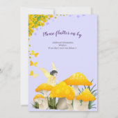 Girls Fairy Yellow Mushroom Butterfly Birthday Kaart (Achterkant)