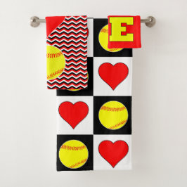 Girls Fastpitch Softball Player Love Bathroom Set Bad Handdoek