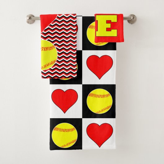 Girls Fastpitch Softball Player Love Bathroom Set Bad Handdoek (Insitu)